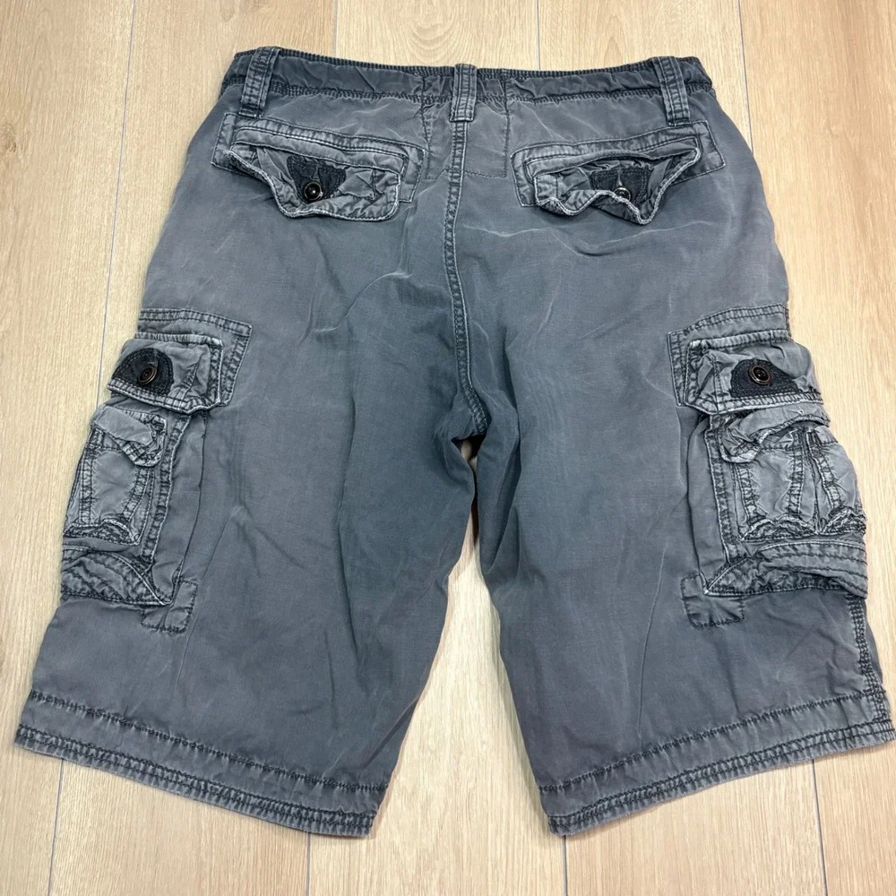 JetLag Mens Grey Organic Cotton Cargo Shorts Multi Pocket Heavy Utility Size 32